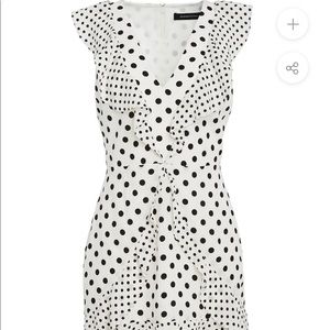 RUFFLED POLKA DOT MINI DRESS